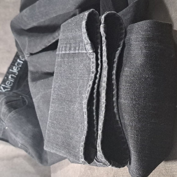 Calvin Klein Jeans Skinny Black Dark Wash Straight Leg Jeans 5 Pockets VG 16 - Picture 11 of 12